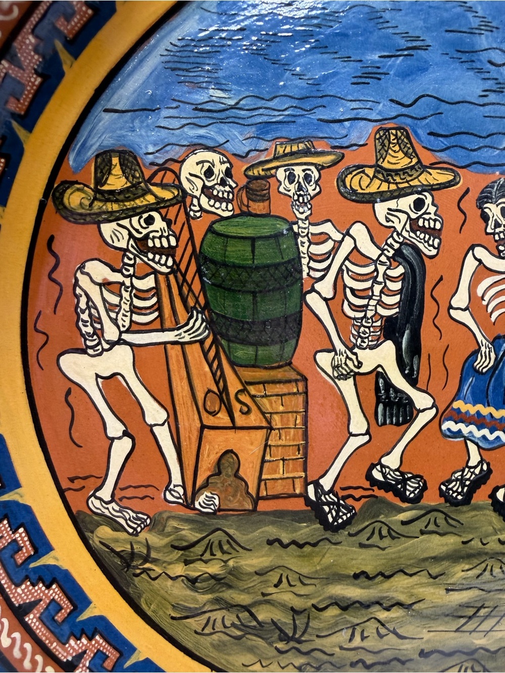 Fidel Avalos E. Day of the Dead Hand-Painted Plate Decorative Mexican Folk Art - Picture 3 of 9